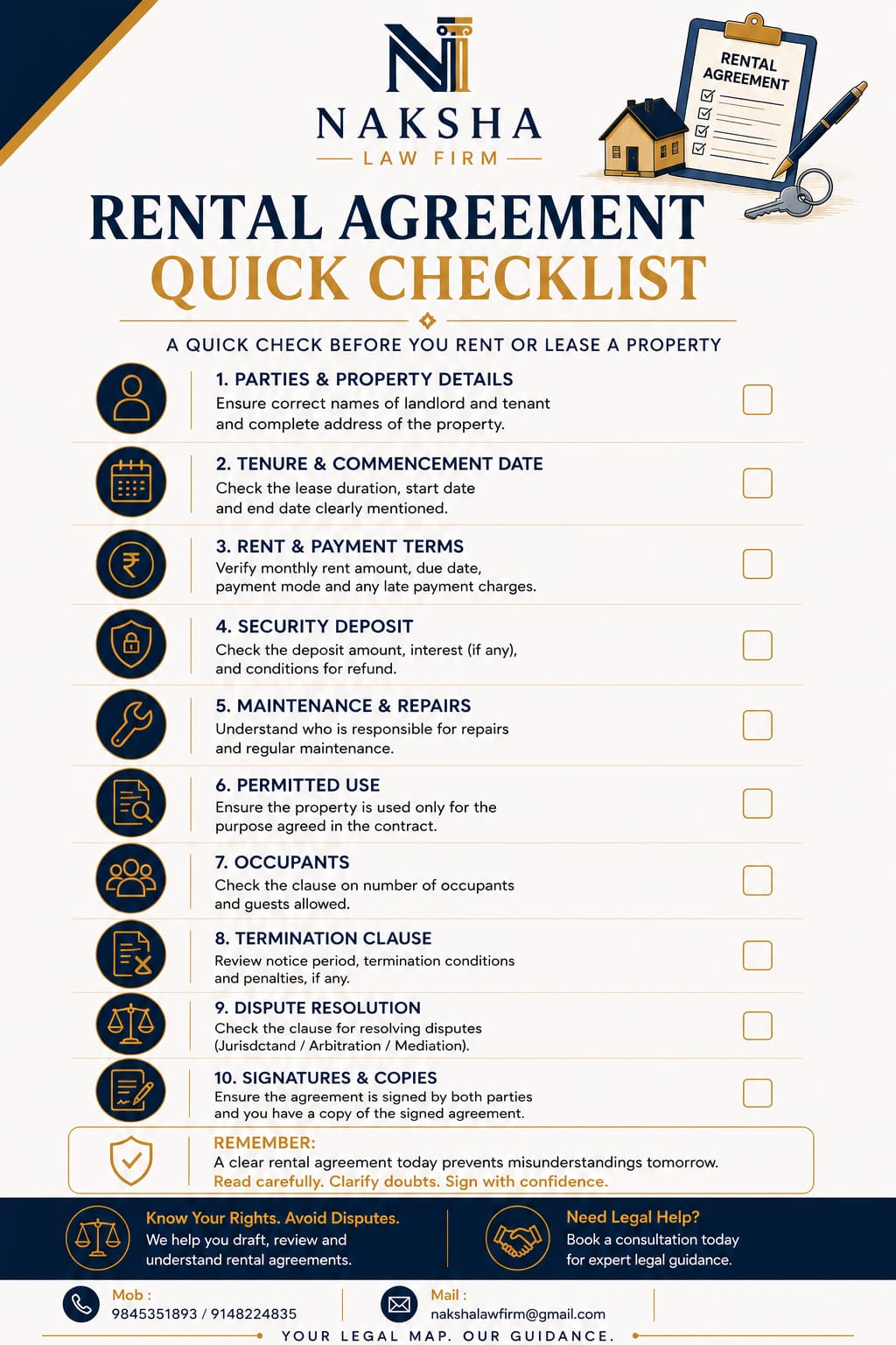 Rental Agreement Checklist - page 1