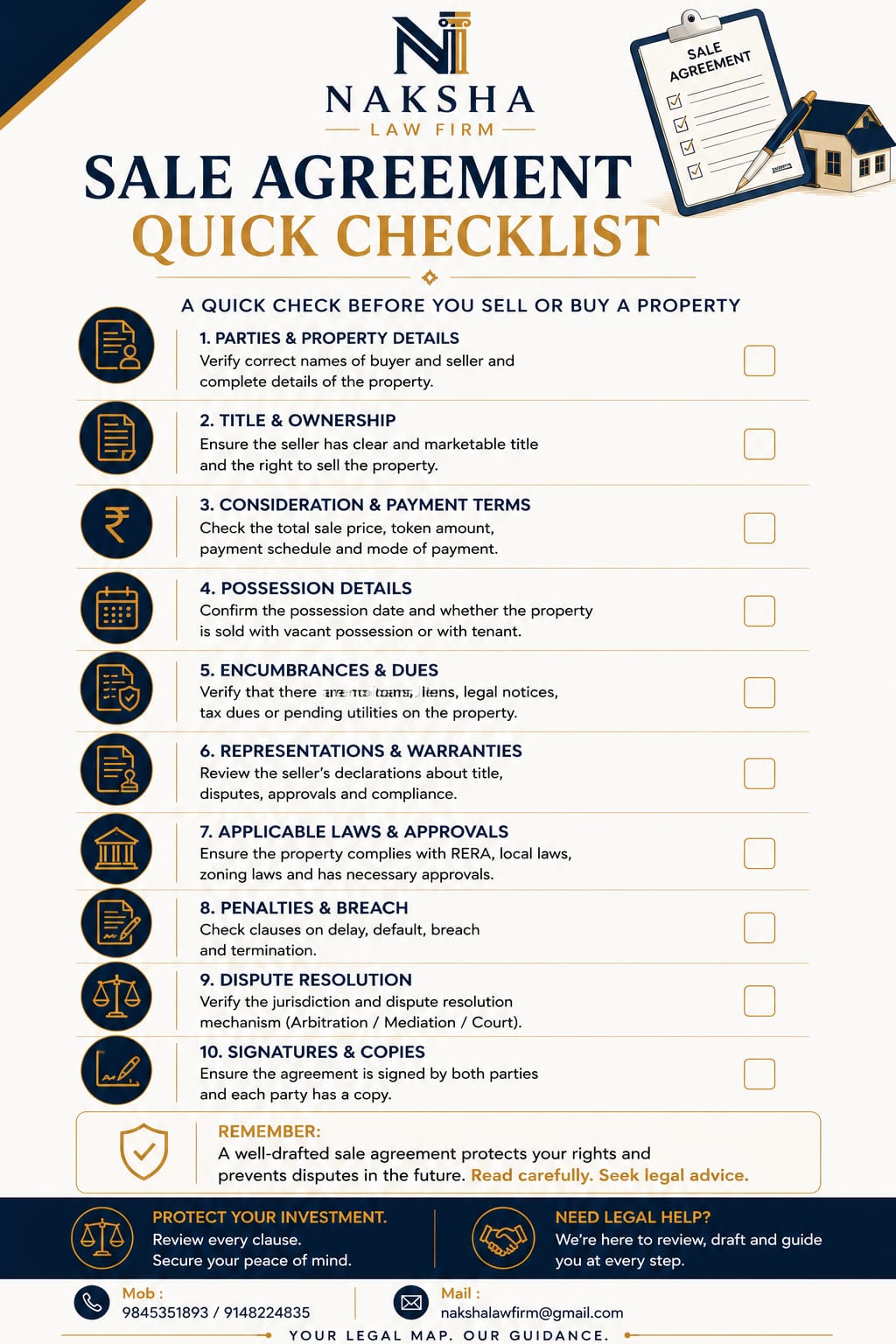 Sale Agreement Checklist - page 1